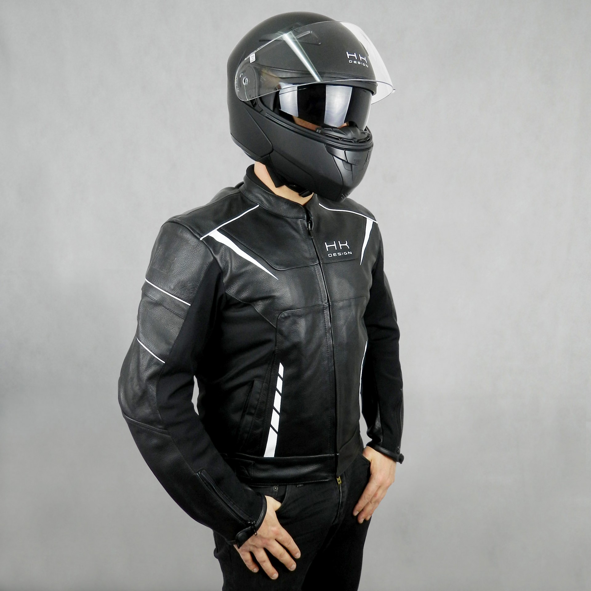 Blouson moto Karno en cuir noir pour homme avec protection dorsale - moto  scooter marseille - Occasion Moto