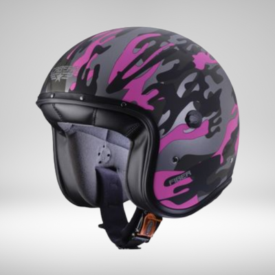 Porte-clé casque moto flamme violet